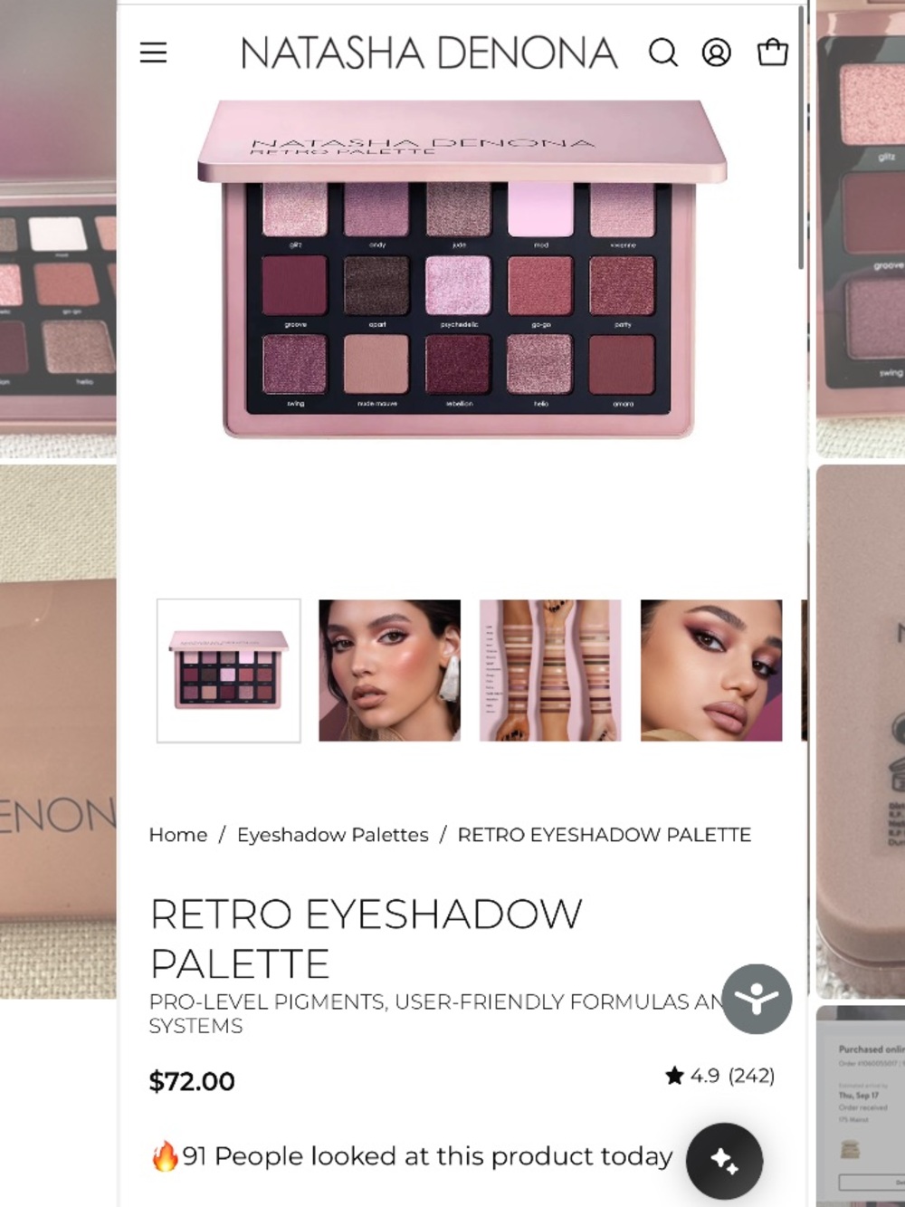 Natasha Denona Retro Eyeshadow Palette - Pink, Plum & Neutral New